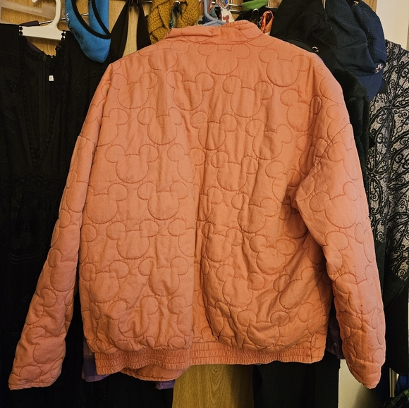 Disney quilted Minnie Mouse, lightweight, pink, zip-up jacket, Side Pockets - Picture 3 of 5